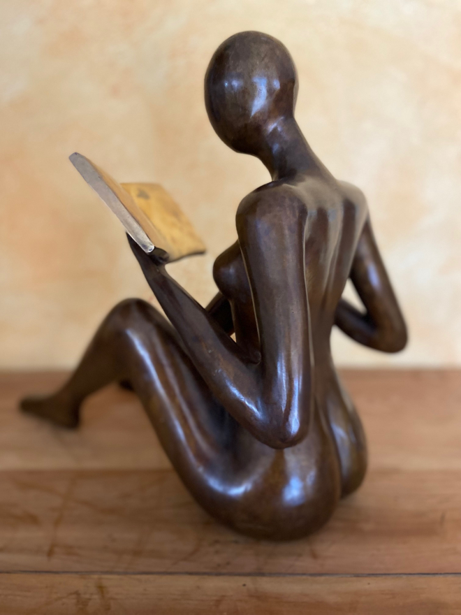 Lectrice main sur genoux srie 35 - Bronze-Carl JAUNAY