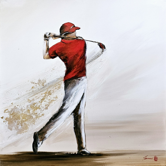 GOLFEUR AU POLO ROUGE-Olivier TRAMONI